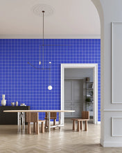 Load image into Gallery viewer, Grid Large Thin - White Lines on Blue Background