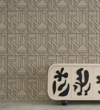 Load image into Gallery viewer, Maze Serious Black Paperback Natural Linen Wallcovering