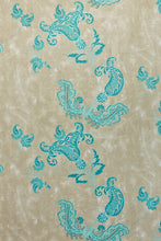 Load image into Gallery viewer, Paisley - Turquoise on Old Grey Fabric