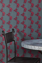 Load image into Gallery viewer, Poppy Fields - Red on Gunmetal Wallcovering