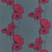 Load image into Gallery viewer, Poppy Fields - Red on Gunmetal Wallcovering