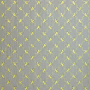 Horse Trellis - Acid Yellow on Grey Fabric
