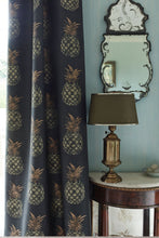 Load image into Gallery viewer, Pineapple - Gold on Charcoal Fabric