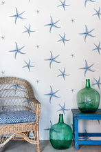 Load image into Gallery viewer, Starfish - Blue on Parchment Wallcovering