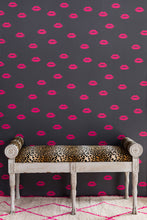 Load image into Gallery viewer, Lips - Hot Pink on Grey Wallcovering