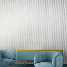 Load image into Gallery viewer, Buzz White Flock on Silver Lustre Wallcovering