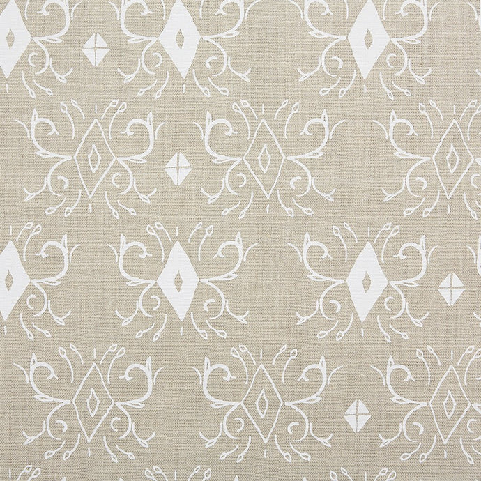 Kadek White On Natural Linen Fabric