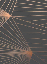 Load image into Gallery viewer, Fan Copper Rose Lead Grey Wallcovering