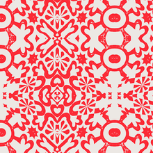 Load image into Gallery viewer, Geo Linen Poppy Fabric