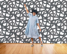 Load image into Gallery viewer, Le Freak - Inky Black on White Wallcovering