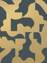 Load image into Gallery viewer, Mixed Signals - Gold on Charcoal Wallcovering