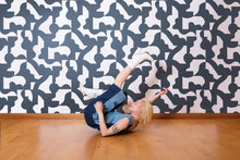 Load image into Gallery viewer, Mixed Signals - Gunmetal on White Wallcovering