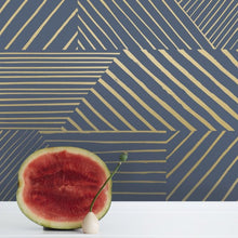 Load image into Gallery viewer, Parquet - Gold on Charcoal Wallcovering
