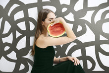 Load image into Gallery viewer, Le Freak - Gunmetal on Cream Wallcovering