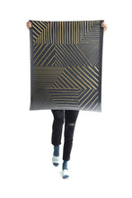 Load image into Gallery viewer, Parquet - Gold on Charcoal Wallcovering