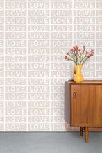 Load image into Gallery viewer, Love by Larry Yes - Taupe on White Wallcovering