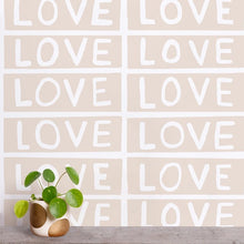 Load image into Gallery viewer, Love by Larry Yes - Taupe on White Wallcovering