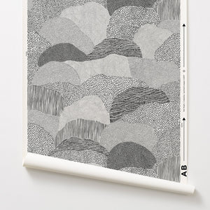 Roll Right - Black on White Wallcovering