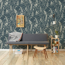 Load image into Gallery viewer, Forage - Parchment on Blue Wallcovering