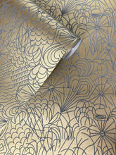 Load image into Gallery viewer, Pop Grey Flock on Gold Lustre Wallcovering