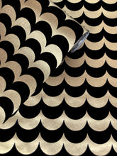 Load image into Gallery viewer, Scoop Black Flock on Gold Lustre Wallcovering