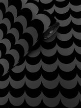 Load image into Gallery viewer, Scoop Black Flock on Black Wallcovering