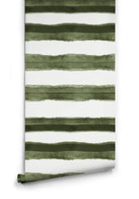 Load image into Gallery viewer, Stripe Olive Wallcovering