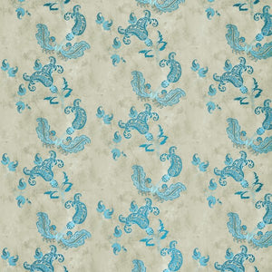 Paisley Turquoise On Old Grey Wallpaper
