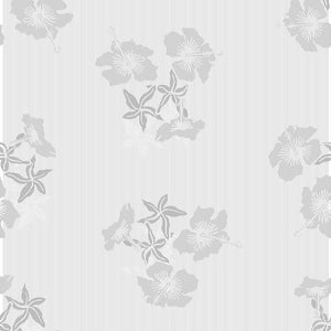 Hibiscus Grey White Wallcovering