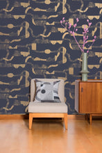 Load image into Gallery viewer, La Strada - Gold on Charcoal Wallcovering