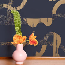 Load image into Gallery viewer, La Strada - Gold on Charcoal Wallcovering
