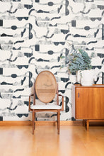 Load image into Gallery viewer, La Strada - Gunmetal on Cream Wallcovering