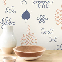 Load image into Gallery viewer, After Chinterwink - Gloaming Neon Orange and Han Purple (Sunset) on Cream Wallcovering