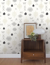 Load image into Gallery viewer, After Chinterwink - Gold and Charcoal on Cream Wallcovering