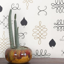 Load image into Gallery viewer, After Chinterwink - Gold and Charcoal on Cream Wallcovering