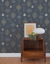 Load image into Gallery viewer, After Chinterwink - Silver and Gold on Charcoal Wallcovering
