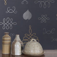 Load image into Gallery viewer, After Chinterwink - Silver and Gold on Charcoal Wallcovering