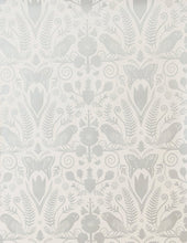 Load image into Gallery viewer, Barn Owls and Hollyhocks by Carson Ellis - Diamonds and Pearls on Cream Wallcovering