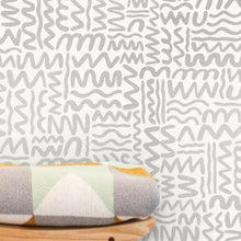 Load image into Gallery viewer, Big Moon - Diamond and Pearls (Pale Silver) on Cream Wallcoverng