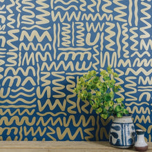 Load image into Gallery viewer, Big Moon - Gold on Navy Wallcoverng