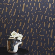 Load image into Gallery viewer, Bomba - Gold on Charcoal Wallcovering