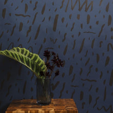 Load image into Gallery viewer, Bomba - Gunmetal on Navy Wallcovering