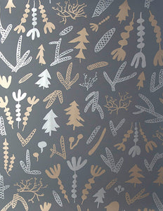 Cle Elum - Silver and Gold on Charcoal Wallcovering