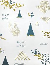 Load image into Gallery viewer, Family Reunion - Aquatic and Gold on Cream Wallcovering