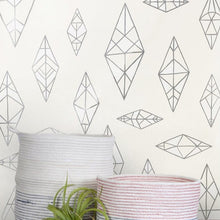 Load image into Gallery viewer, Indian Summer - Silver and White on Cream Wallcoverning