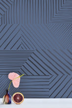Load image into Gallery viewer, Parquet- Gunmetal on Navy Wallcovering