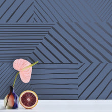 Load image into Gallery viewer, Parquet- Gunmetal on Navy Wallcovering
