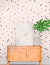 Load image into Gallery viewer, Pas De Trois - Gunmetal on Blush Wallcovering