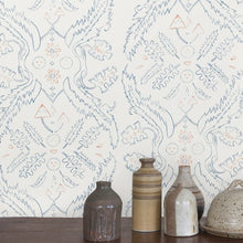 Load image into Gallery viewer, Salad Days - Navy and Red on Cream Wallcovering