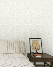 Load image into Gallery viewer, Salad Days-  Straw and Gloaming (Neon Orange) on Cream Wallcovering